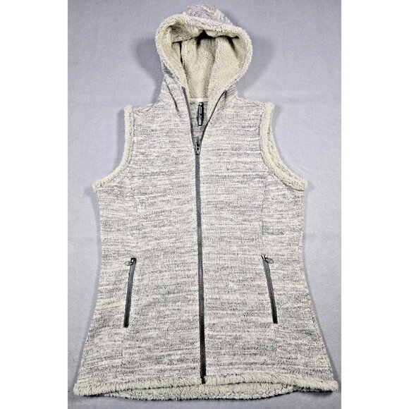 KUHL Women’s Alaska Vest Medium-P Heather Gray Hooded Fleece Full Zip - Picture 1 of 16